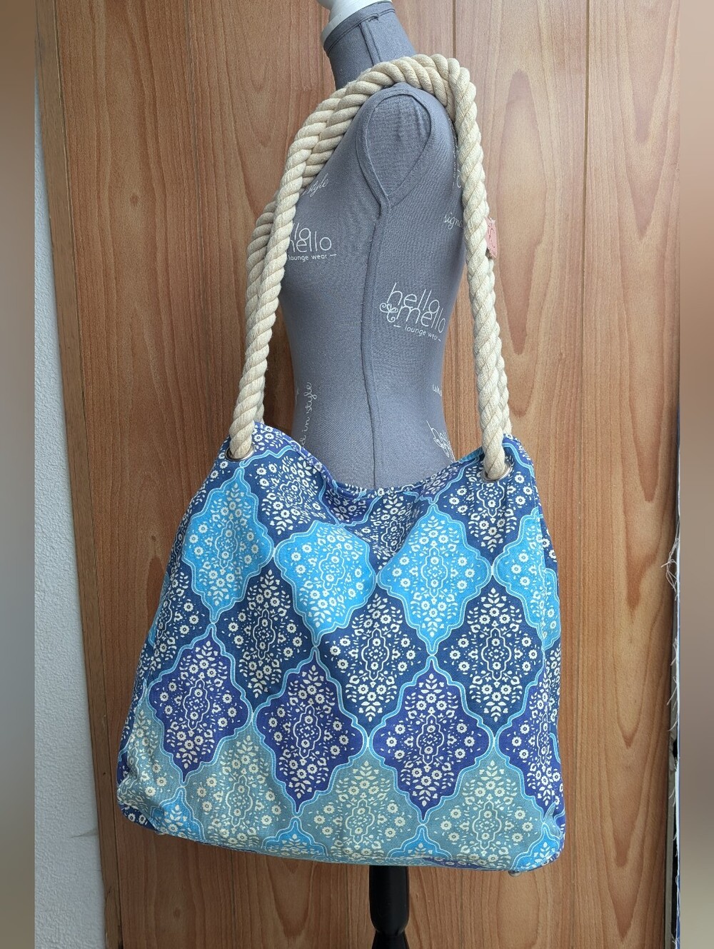 Theodora & Callum x Vera Bradley Blue Lagoon Canvas Rope Handle Tote Bag